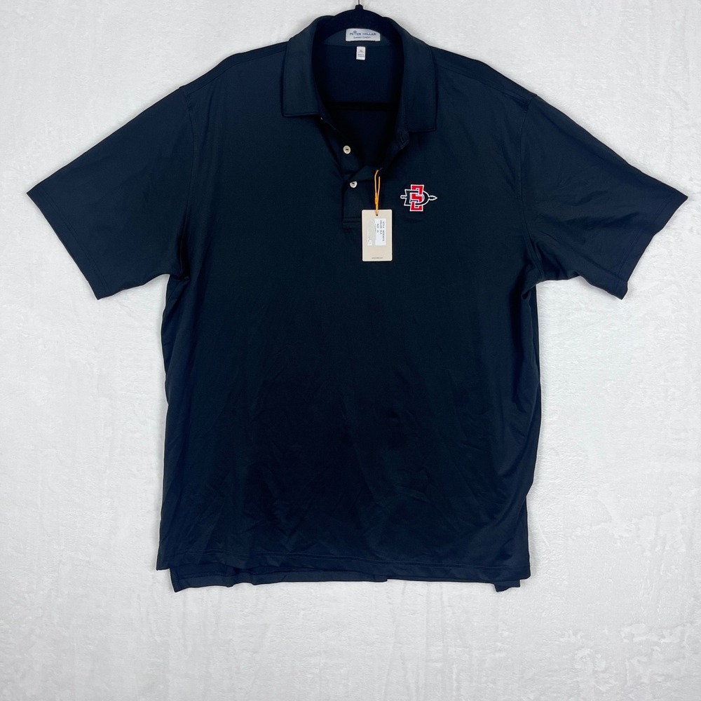 Peter Millar Summer Comfort San Diego State Polo Performance Men's XL Black NWT